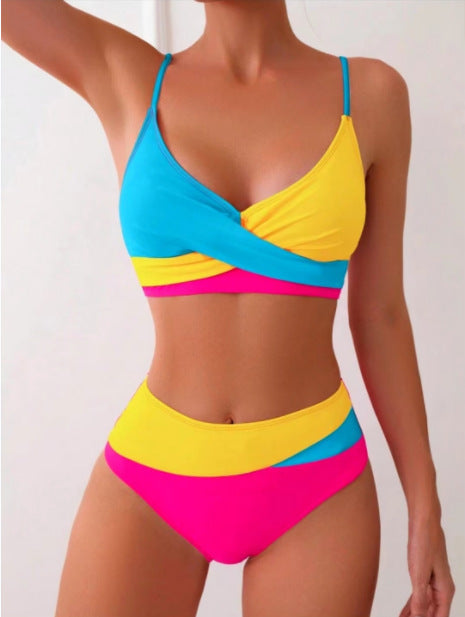 Split Swimsuit Color Matching Color Contrast Bikini Bikini Swimsuit