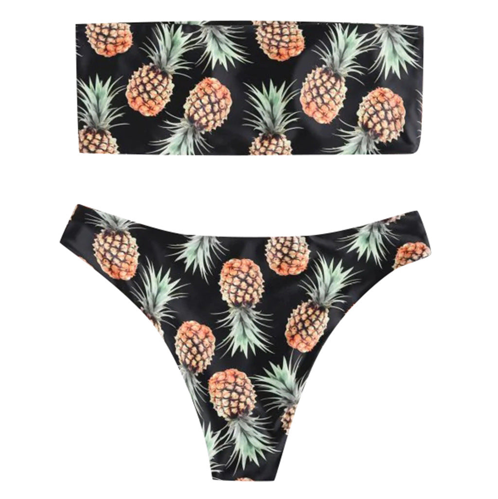 Tube Top Bikini Pineapple Swimsuit Split Swimsuit Women Swimwear