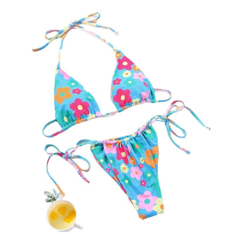 Women's Polka Dot Print Split Swimsuit Bikini