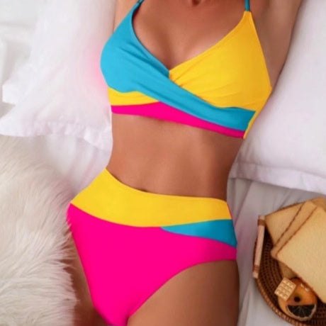 Split Swimsuit Color Matching Color Contrast Bikini Bikini Swimsuit