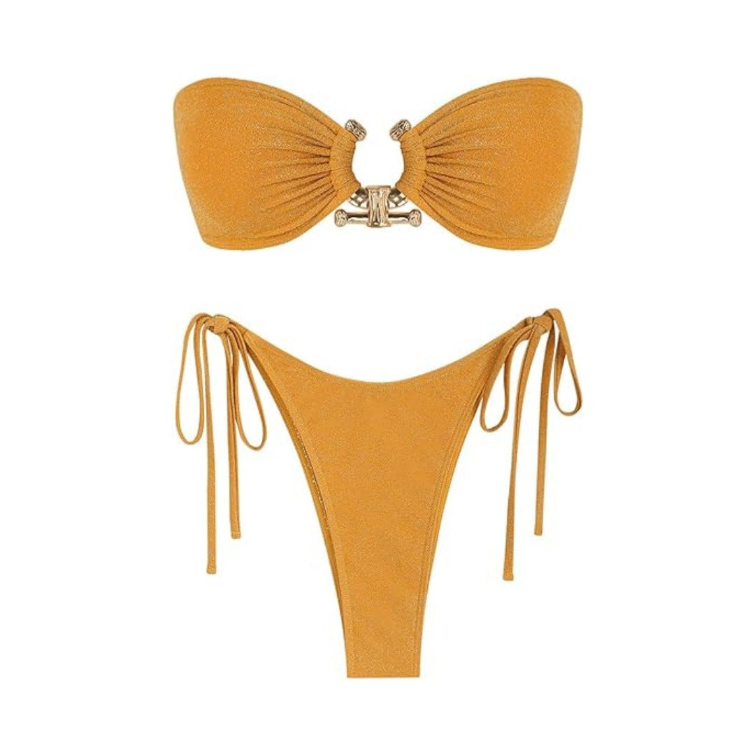 Tube Top Bikini Metal Buckle Swimsuit Women