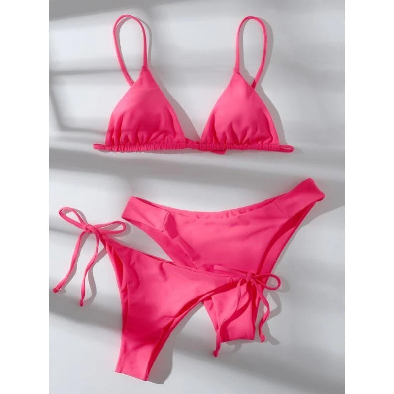 Bikini Solid Color Split Swimsuit Three-piece Set