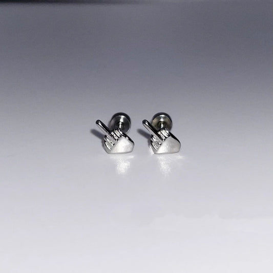 Niche Quirky Middle Finger Titanium Steel Screw Clasp Ear Cartilage Earring