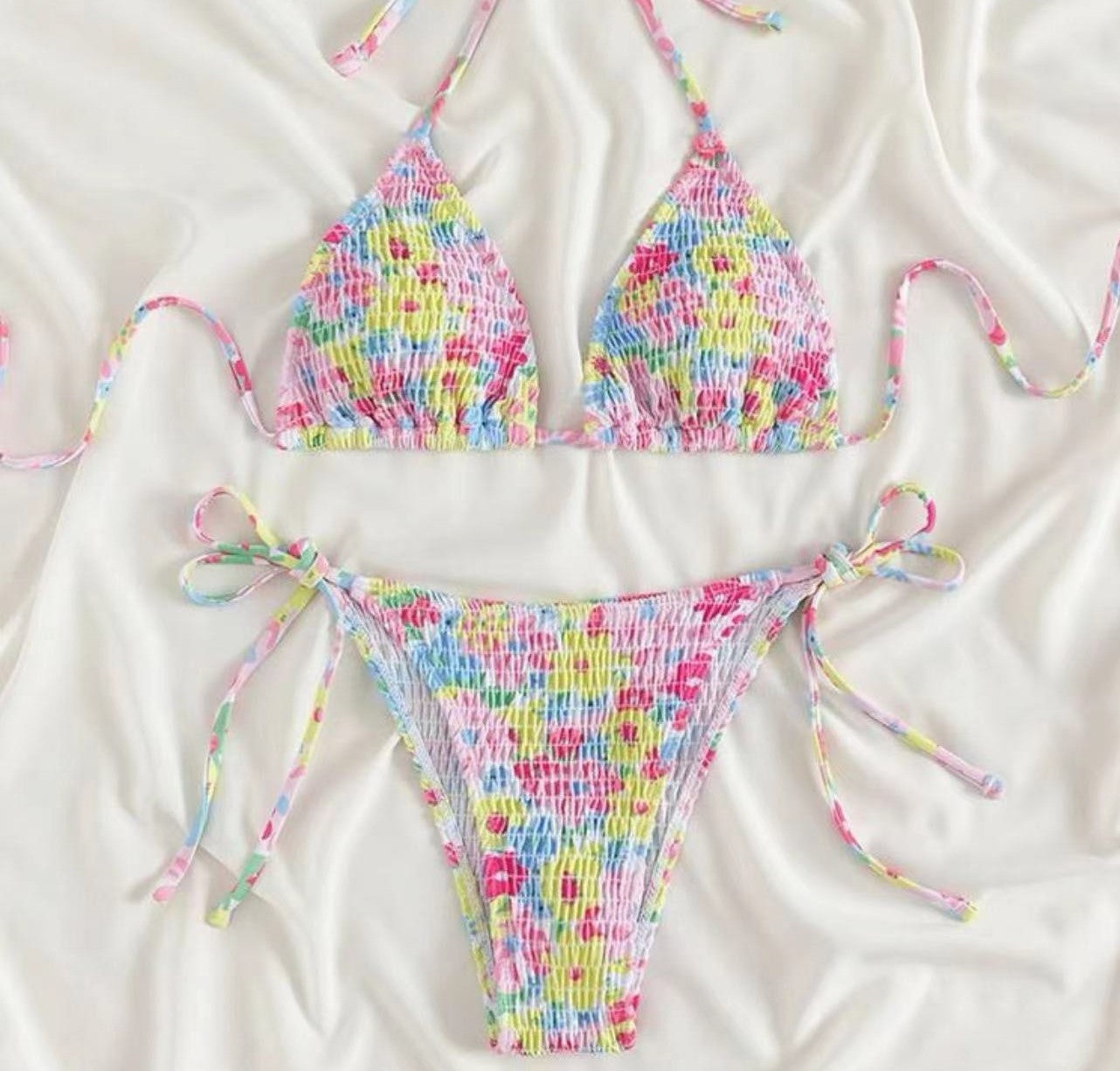 Women's Swimsuit Smocking Sexy Three-point Banded Bikini