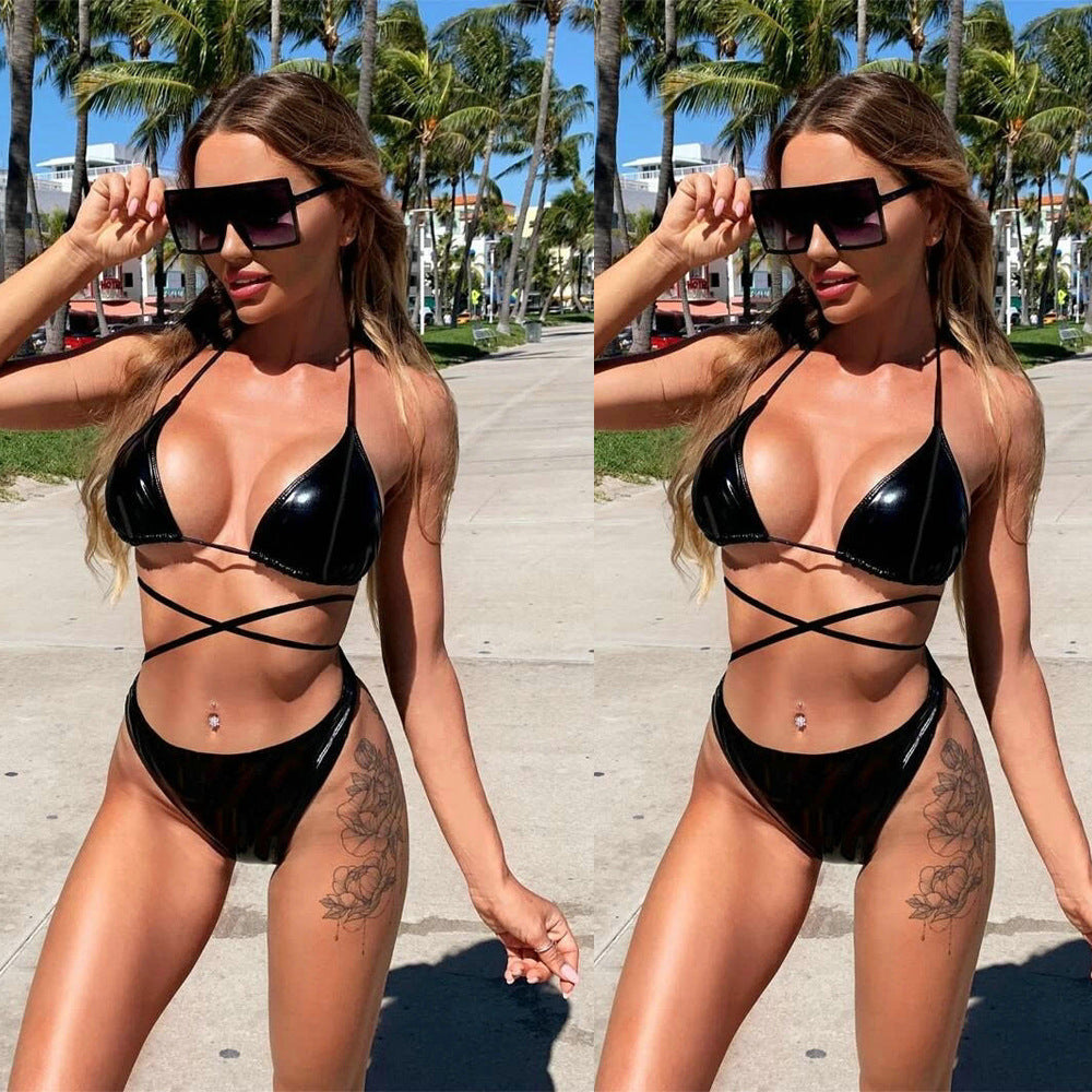 Lace-up Swimsuit Bikini Two-piece Set