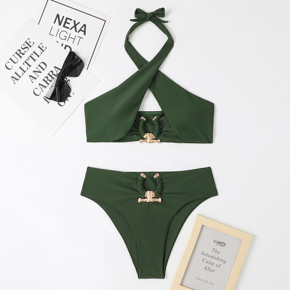 Cross-halterneck Swimsuit