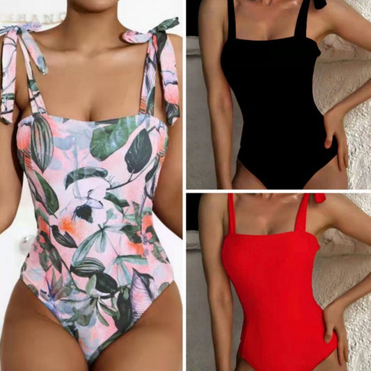 Ladies High Waist Floral Print One Piece Bikini Swimsuit