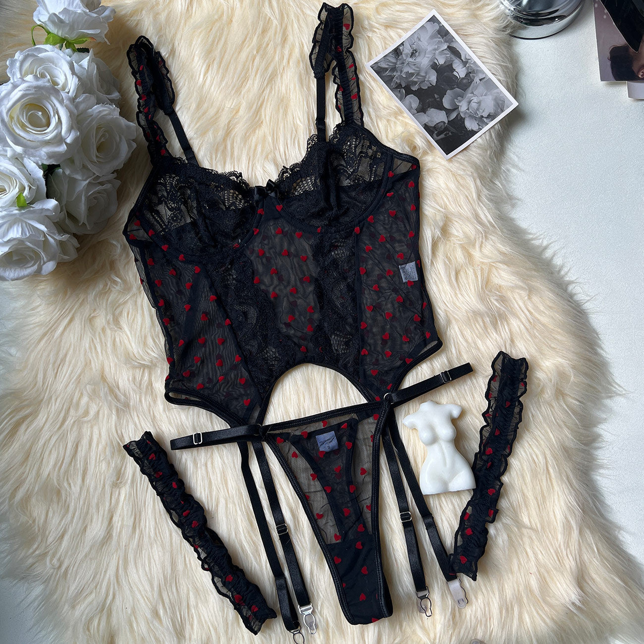 Love 4-piece Lingerie Set - Peek A Boo Undies