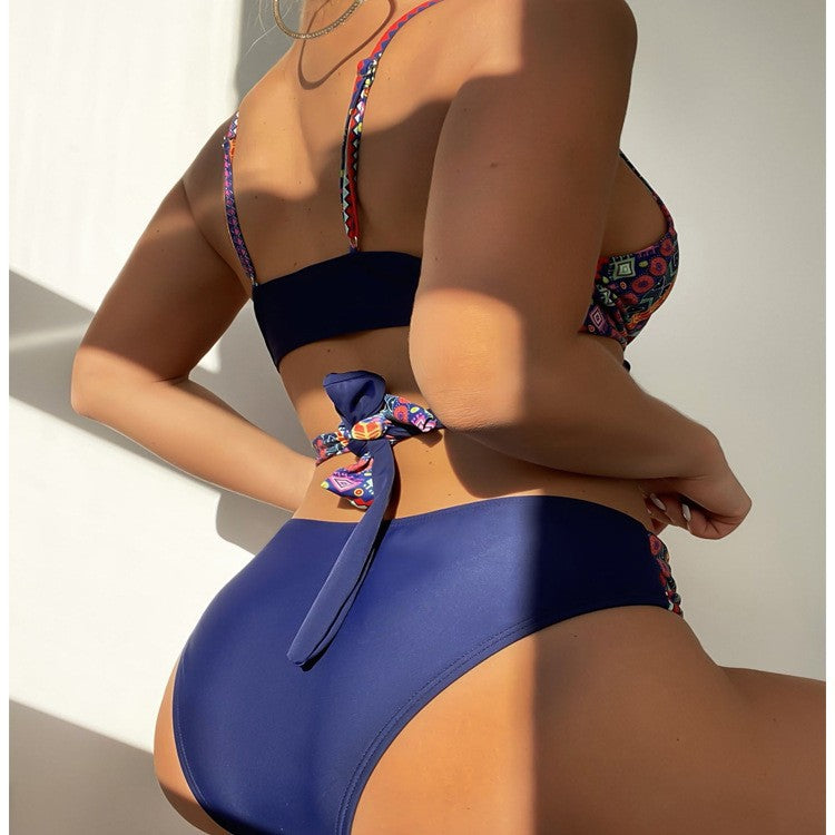 High Waist Triangle Double Shoulder Bikini