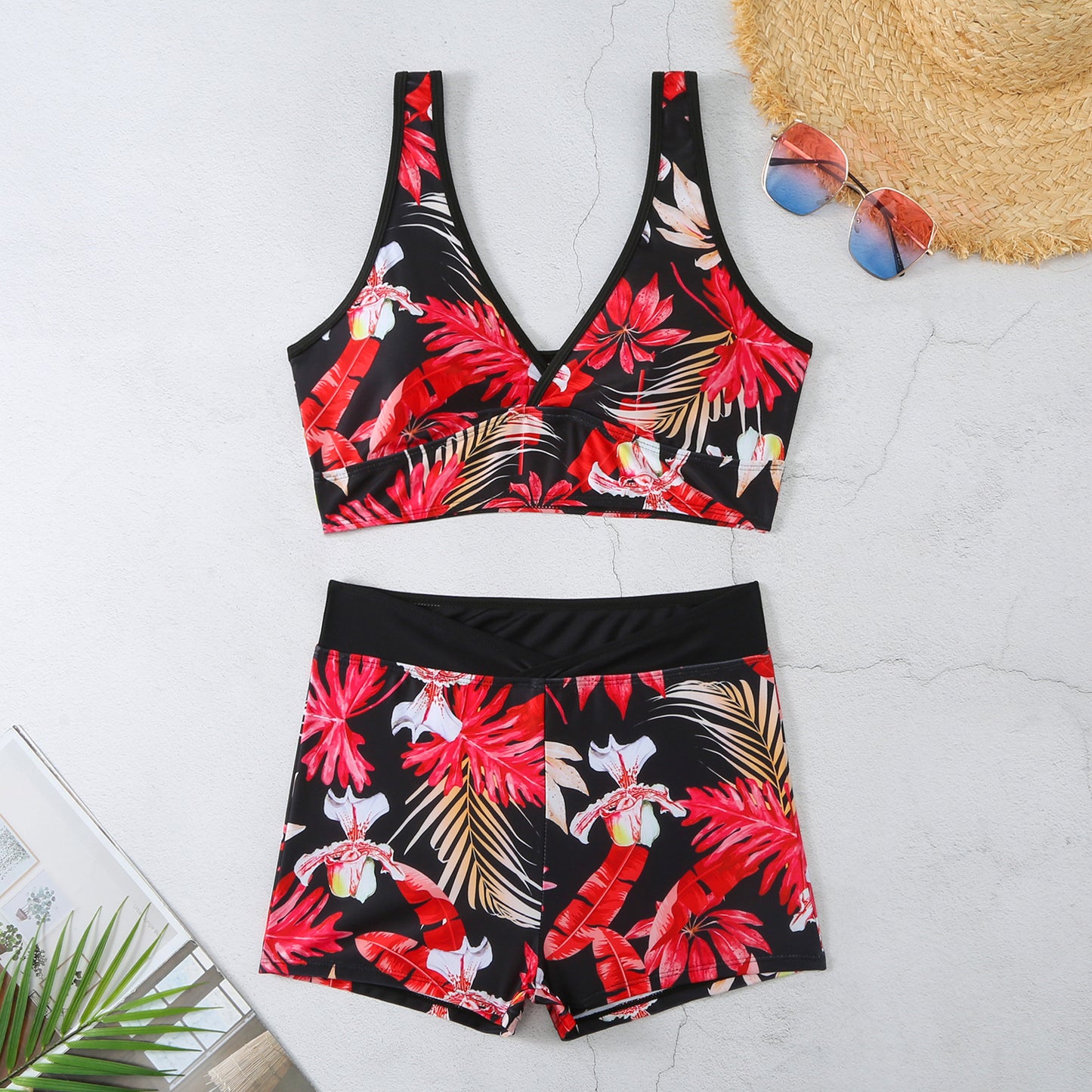 Two-piece Swimsuit Printed Boxer Multi-color Swimsuit