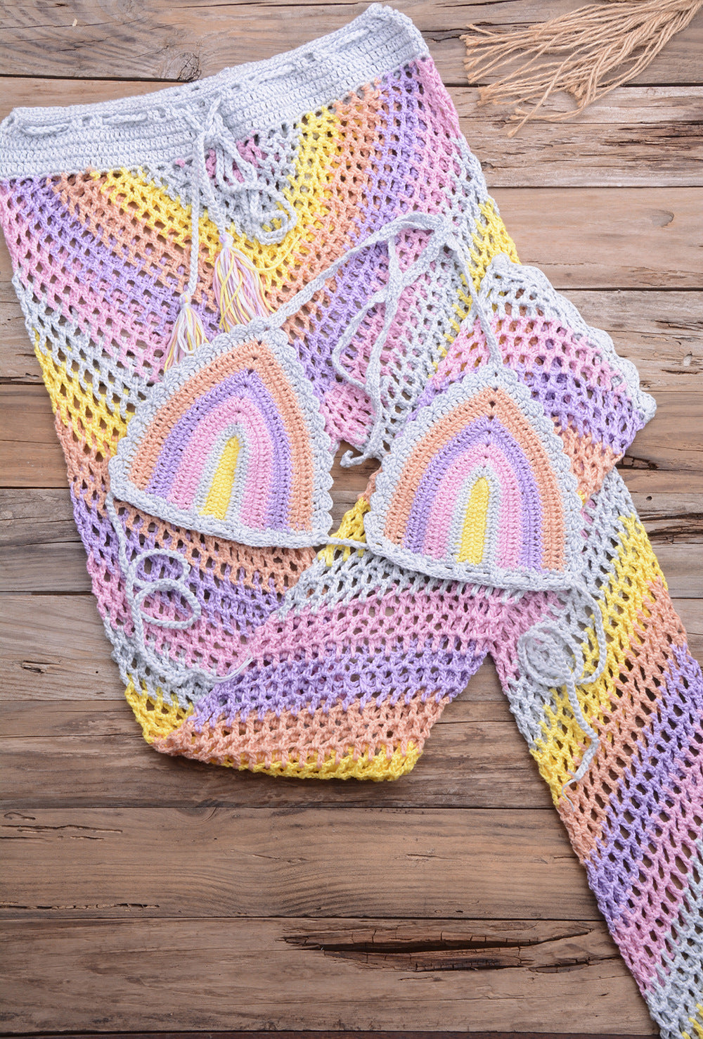 Crocheted Characteristic Handmade Color Bikini Set Handmade Woven