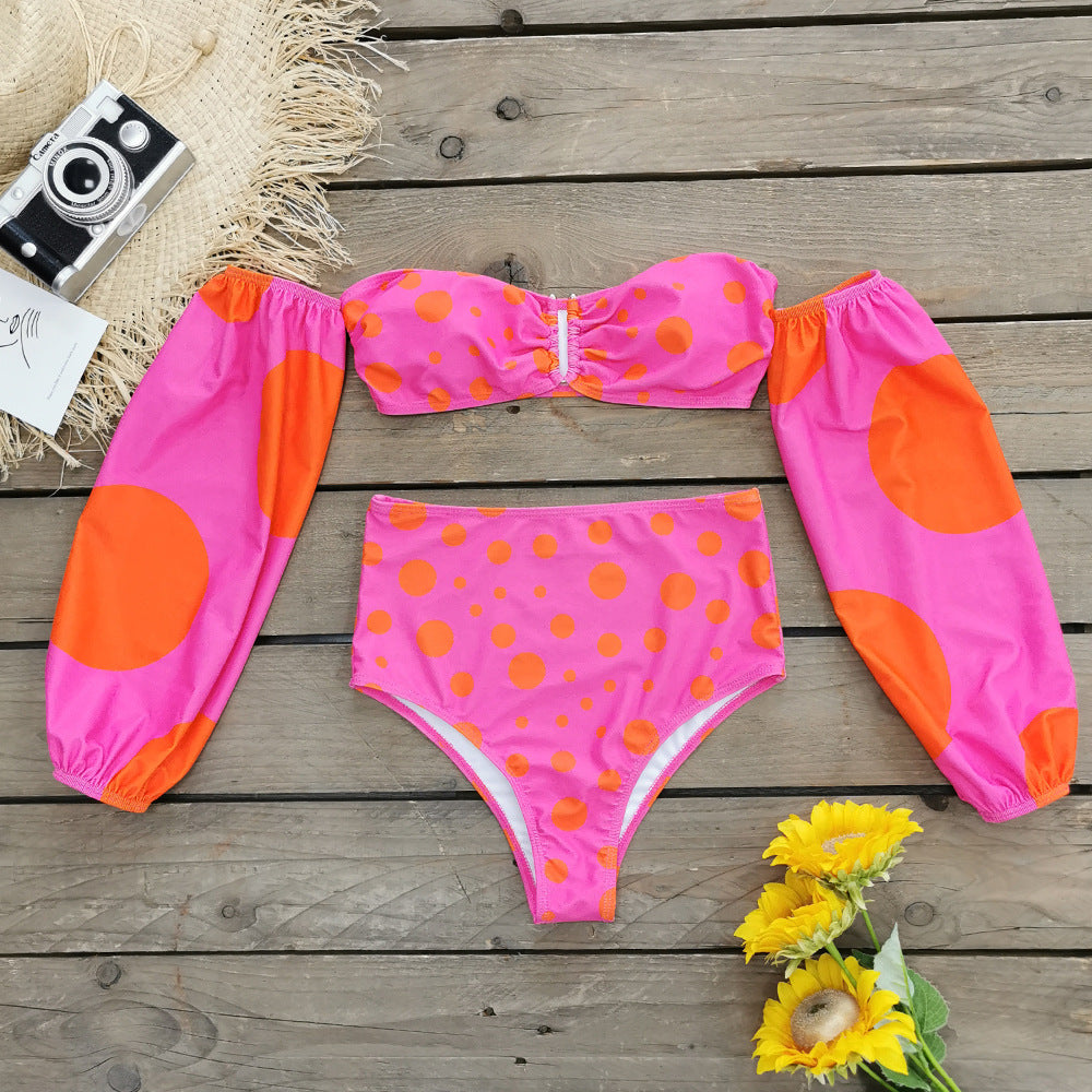 Women's Split Long-sleeved High-waist Swimsuit