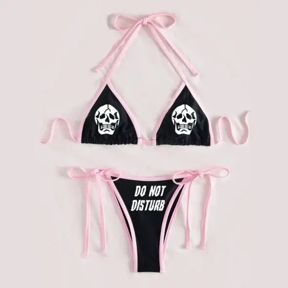 3D Skull And Starry Sky Print Bikini Ladies Split Swimwear - Image #1