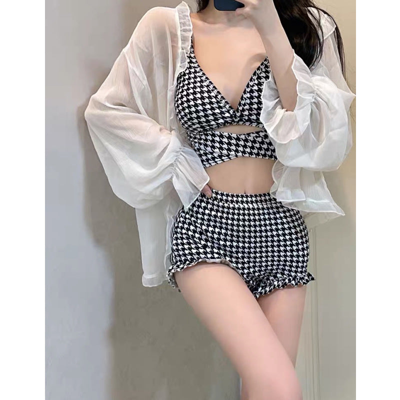 Women's Houndstooth Bikini Flat Suit