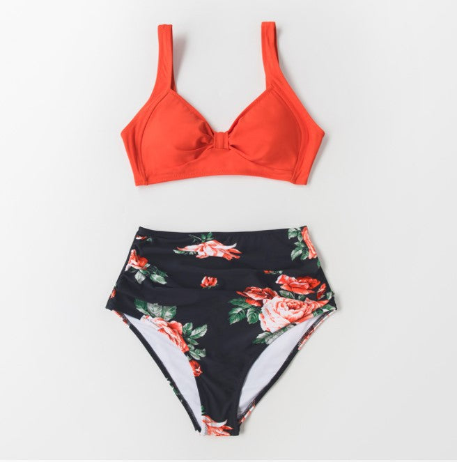 Women's Fashion Print Bikini High Waist Suit