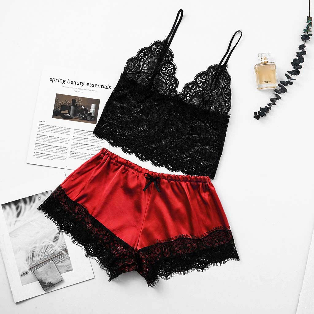 Midnight Charm Sexy Lingerie Lace Home Set