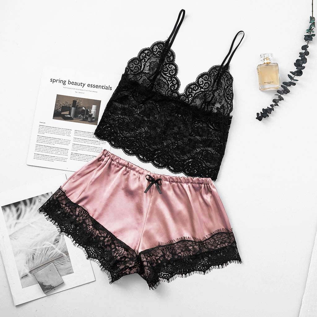 Midnight Charm Sexy Lingerie Lace Home Set