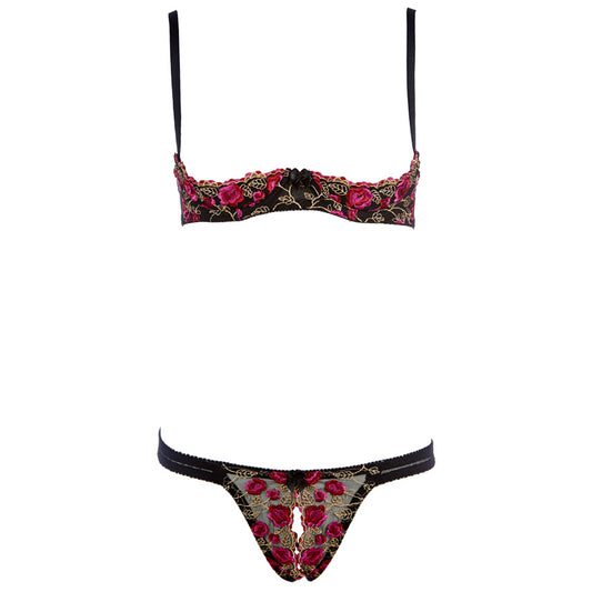 roses embroidered suits for erotic lingerie