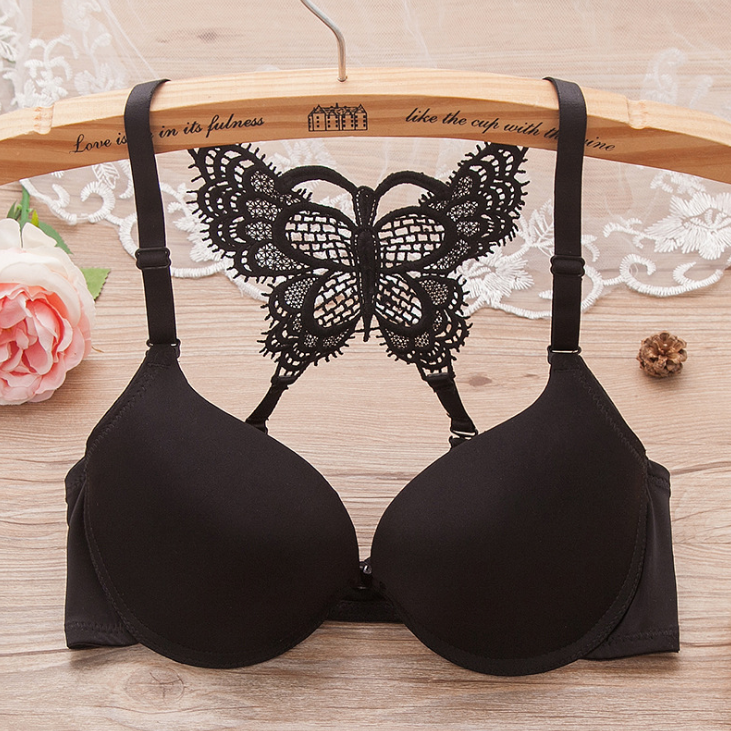 Butterfly Lace Adjustable Glossy Lingerie Bra