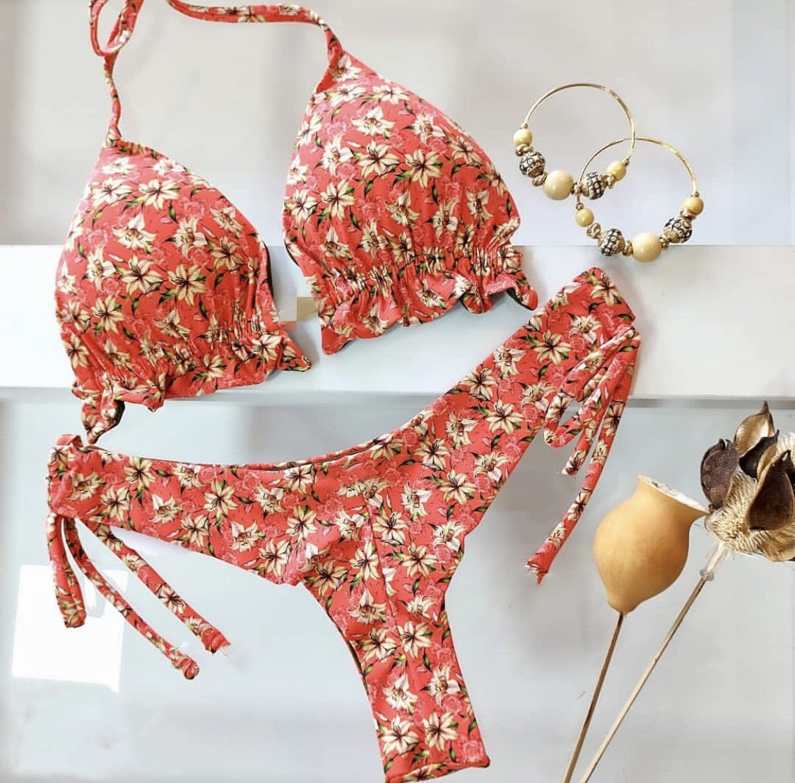 Printed strap bikini